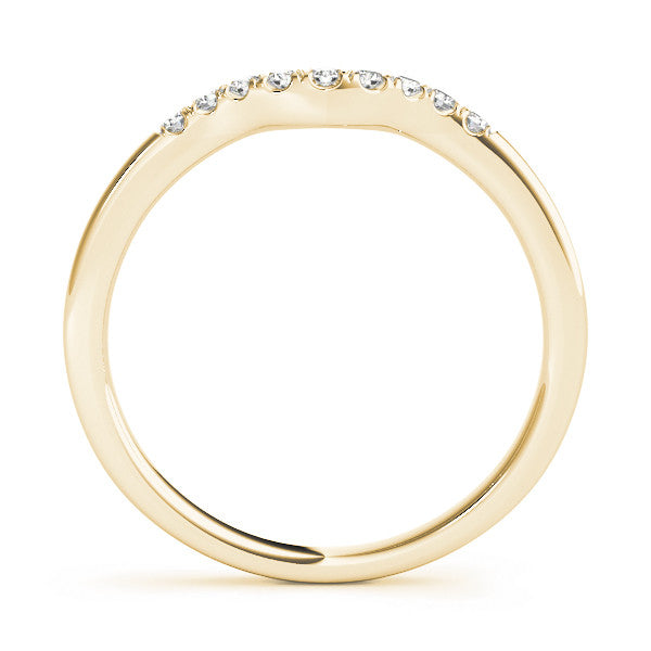 Yellow gold Round Diamond Curved Pavé Wedding Band