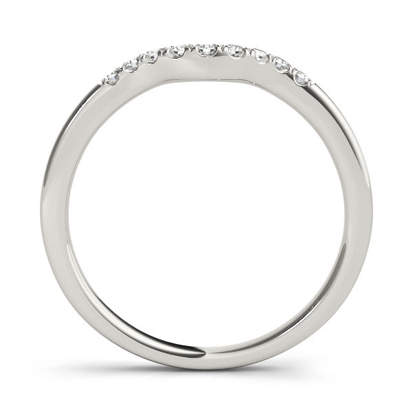 Platinum Round Diamond Curved Pavé Wedding Band