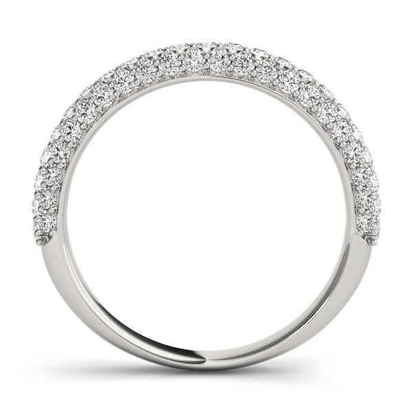 White gold Round Diamond Pave Eternity Band with Shared Prong Setting