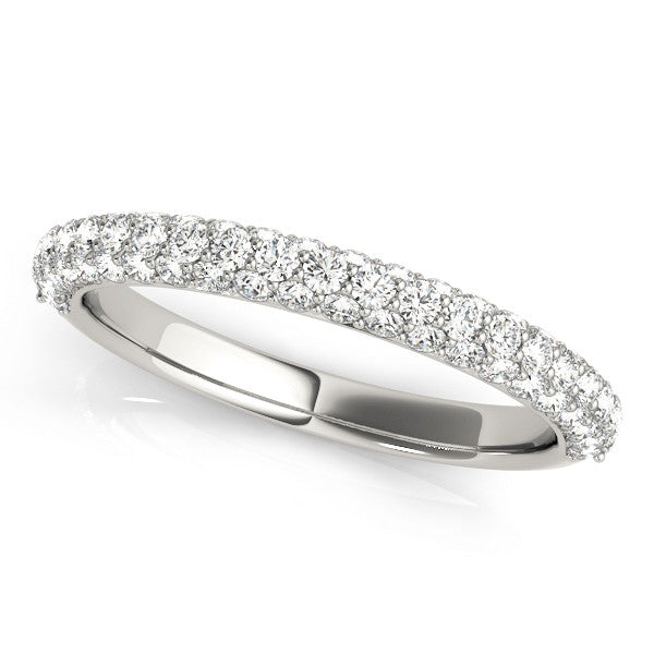 White gold Round Diamond Pave Eternity Band with Shared Prong Setting