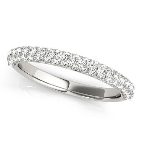 White gold Round Diamond Pave Eternity Band with Shared Prong Setting