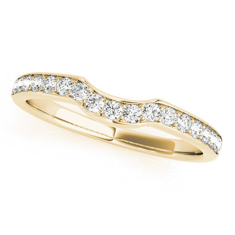 Yellow gold Curved Pavé Round Diamond Contour Band