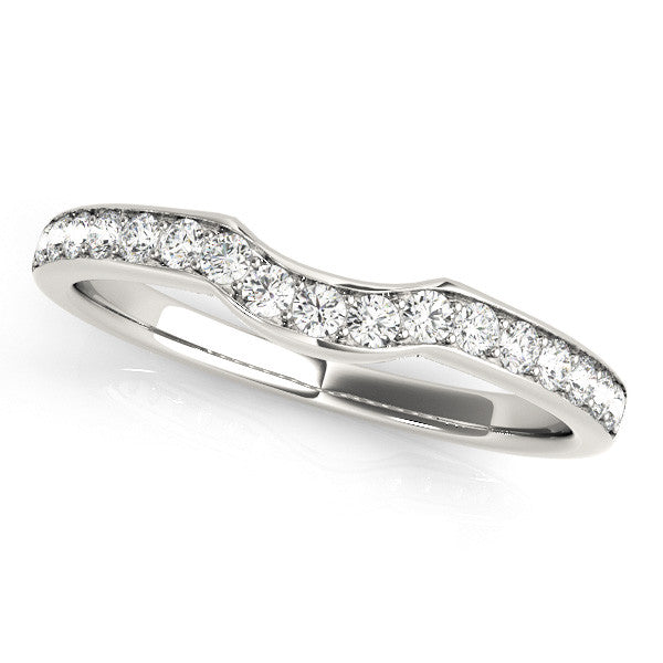 Platinum Curved Pavé Round Diamond Contour Band