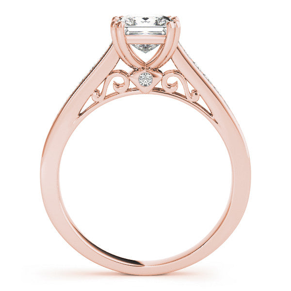 Rose gold Round Cut Channel Set Solitaire Engagement Ring with Prong Setting
