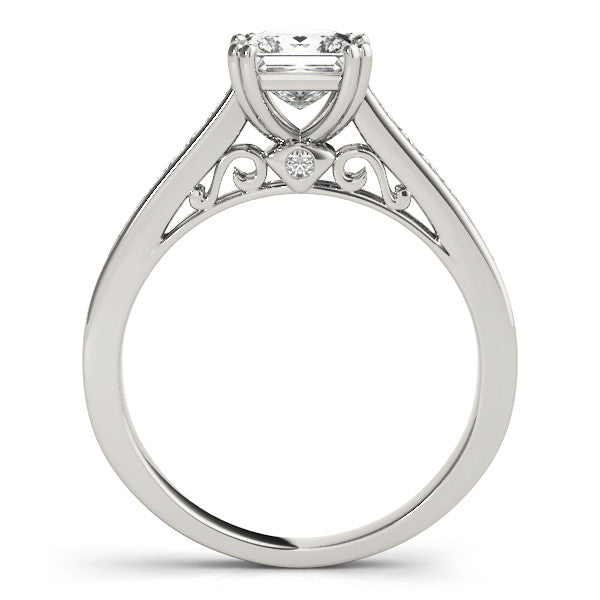 White gold Oval Cut Channel Set Solitaire Engagement Ring with Prong Setting