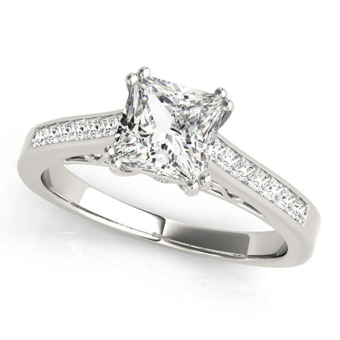 White gold Oval Cut Channel Set Solitaire Engagement Ring with Prong Setting