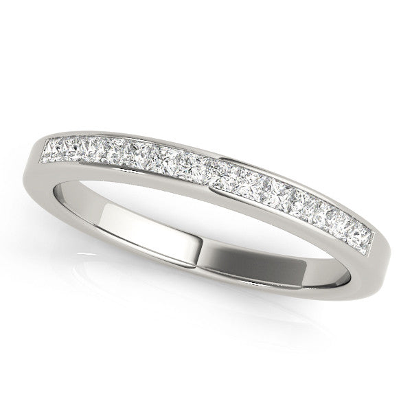 Silver Channel Set Princess Cut Diamond Eternity Band