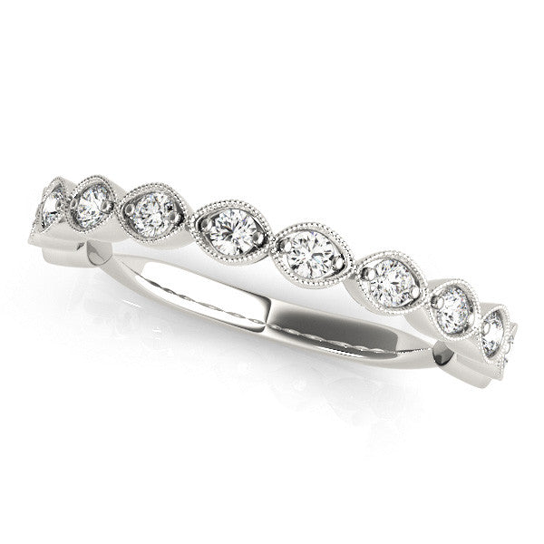 Platinum Milgrain Marquise Diamond Eternity Band with Bezel Setting