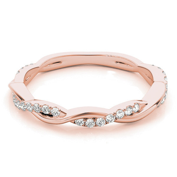 Rose gold Pavé Round Diamond Twist Eternity Band with Shared Prong Setting