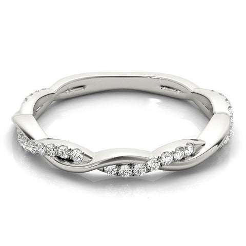 Platinum Pavé Round Diamond Twist Eternity Band with Shared Prong Setting