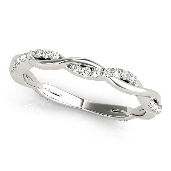 Platinum Pavé Round Diamond Twist Eternity Band with Shared Prong Setting