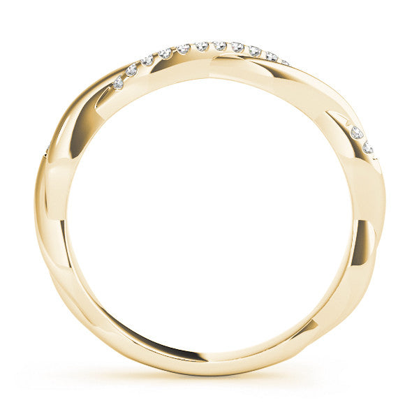 Yellow gold Twisted Pavé Round Diamond Infinity Band