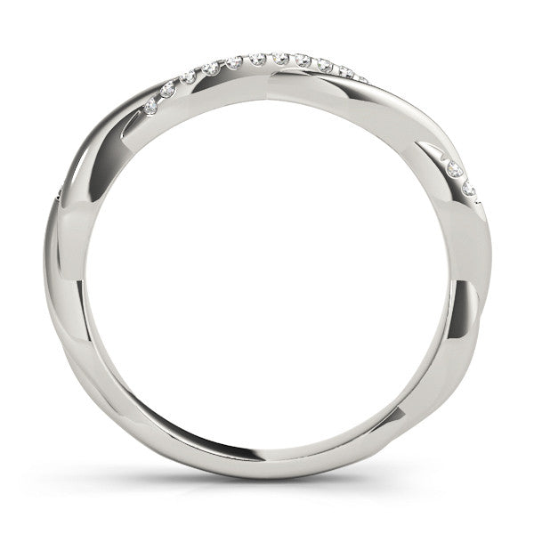 Silver Twisted Pavé Round Diamond Infinity Band