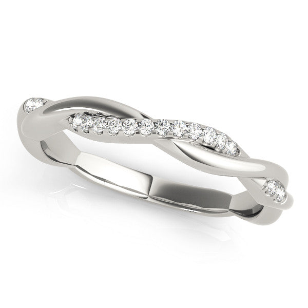 Platinum Twisted Pavé Round Diamond Infinity Band