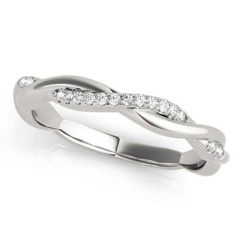 Silver Twisted Pavé Round Diamond Infinity Band