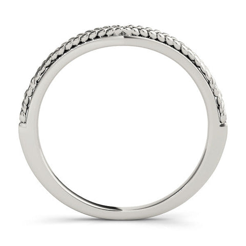 Platinum Braided Milgrain White Gold Contour Band