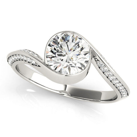 Platinum Bezel Set Round Solitaire Twist Band Engagement Ring
