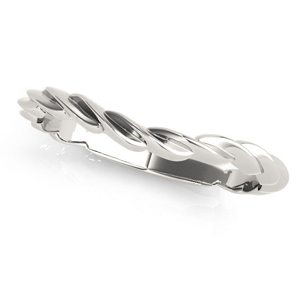 Silver Marquise Diamond Twist Eternity Band with Bezel Setting