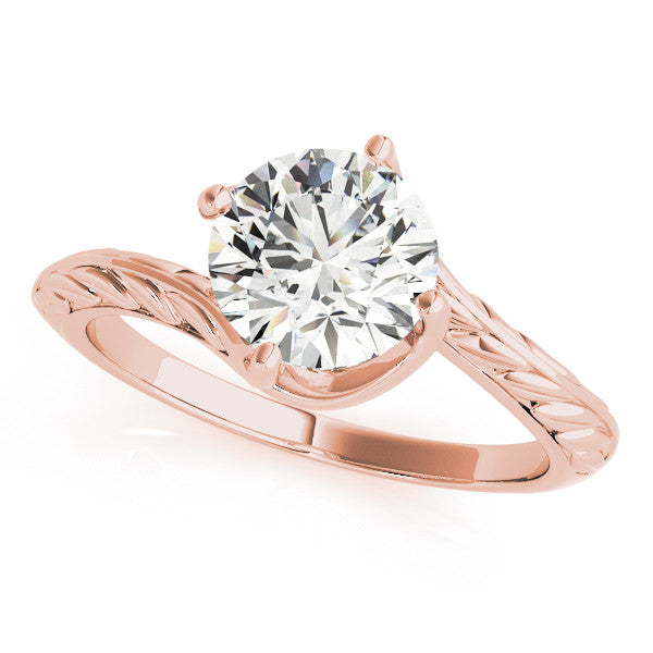 Rose gold Round Solitaire Twisted Band with Four-Prong Setting