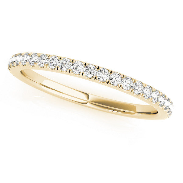 Yellow gold Round Cut Diamond Pavé Eternity Band with Shared Prong Setting