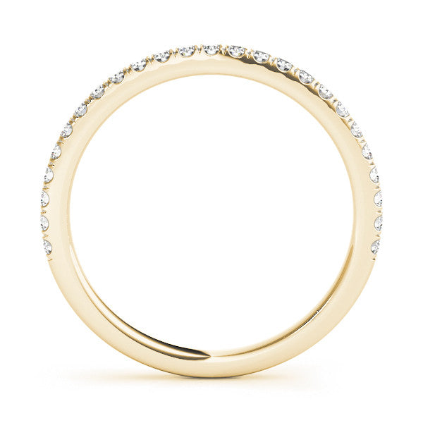Yellow gold Round Cut Diamond Pavé Eternity Band with Shared Prong Setting