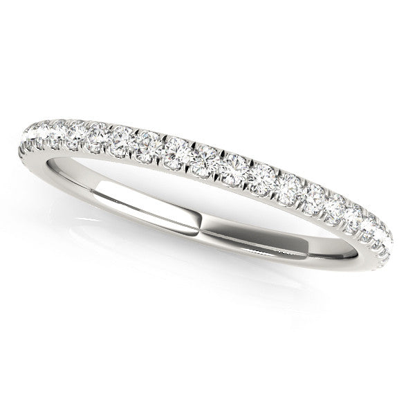 Platinum Round Cut Diamond Pavé Eternity Band with Shared Prong Setting