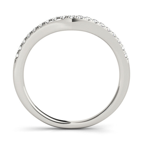 Silver Diamond Pavé Curved Wedding Band