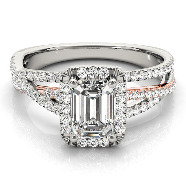 Rose gold Heart Cut Halo Split Shank Prong Setting Ring