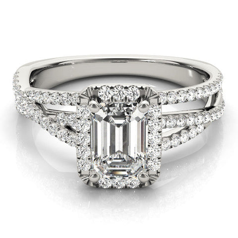 Platinum Cushion Cut Halo Split Shank Prong Setting Ring