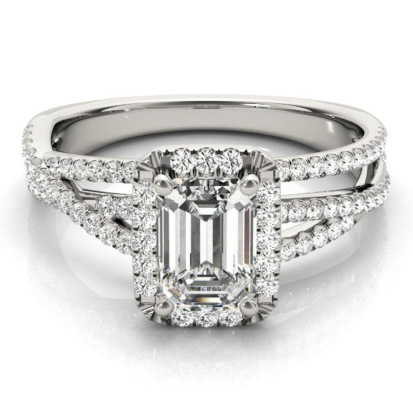 White gold Round Cut Halo Split Shank Prong Setting Ring