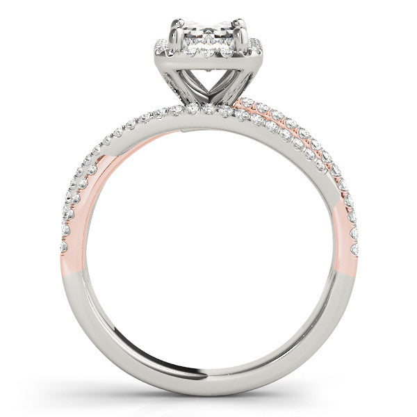Rose gold Heart Cut Halo Split Shank Prong Setting Ring