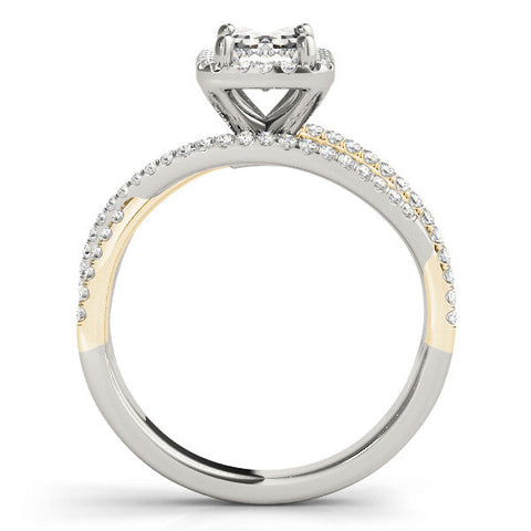 Yellow gold Heart Cut Halo Split Shank Prong Setting Ring