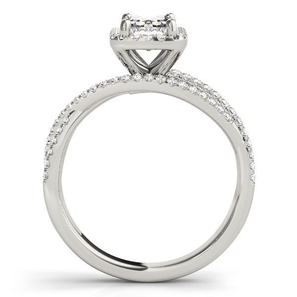 Platinum Cushion Cut Halo Split Shank Prong Setting Ring