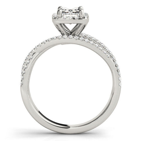 White gold Princess Cut Halo Split Shank Prong Setting Ring