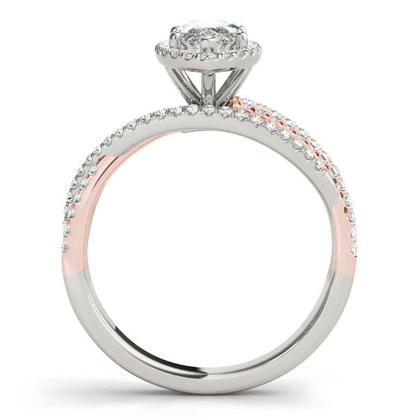 Rose gold Marquise Halo Split-Shank Diamond Ring with Prong Setting