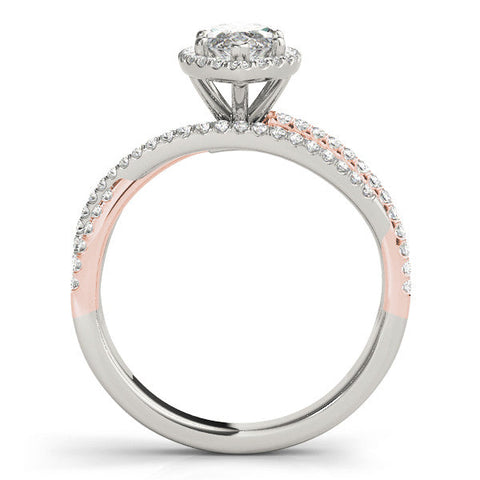 Rose gold Marquise Halo Split-Shank Diamond Ring with Prong Setting