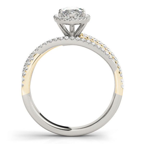 Yellow gold Marquise Halo Split-Shank Diamond Ring with Prong Setting