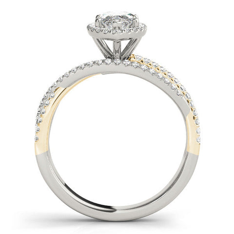 Yellow gold Marquise Halo Split-Shank Diamond Ring with Prong Setting