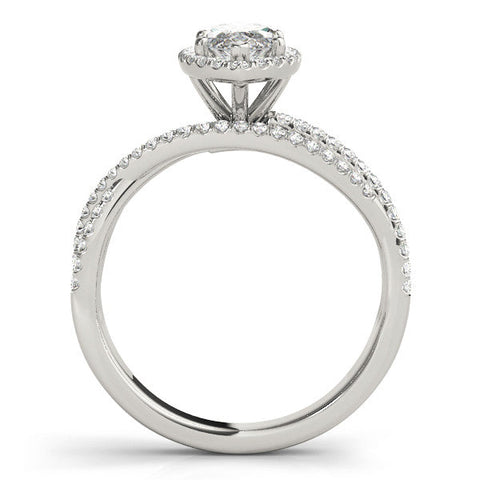 White gold Marquise Halo Split-Shank Diamond Ring with Prong Setting