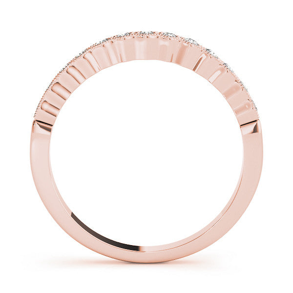 Rose gold Milgrain Round Diamond Scalloped Eternity Band