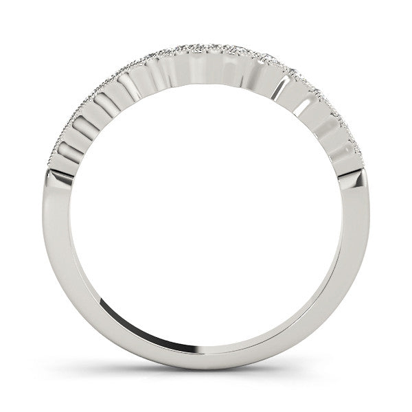 White gold Milgrain Round Diamond Scalloped Eternity Band