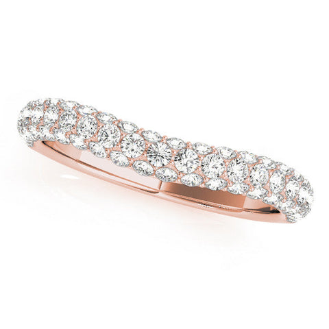 Rose gold Three-Row Round Diamond Pavé Eternity Band with Shared Prong Setting