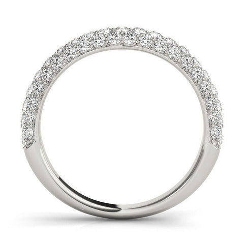 Silver Three-Row Round Diamond Pavé Eternity Band with Shared Prong Setting