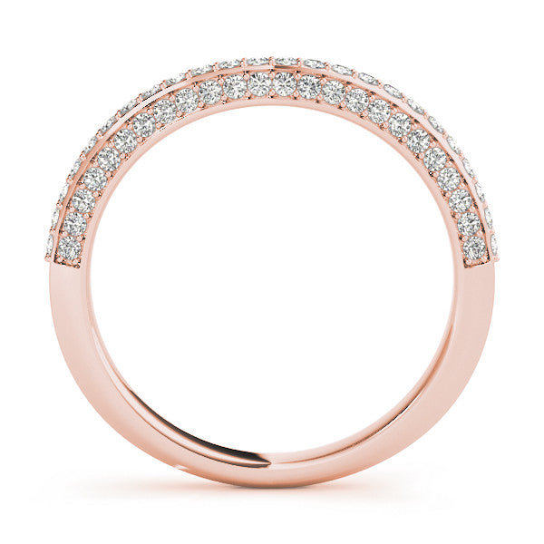 Rose gold Double Row Round Diamond Pavé Curved Band