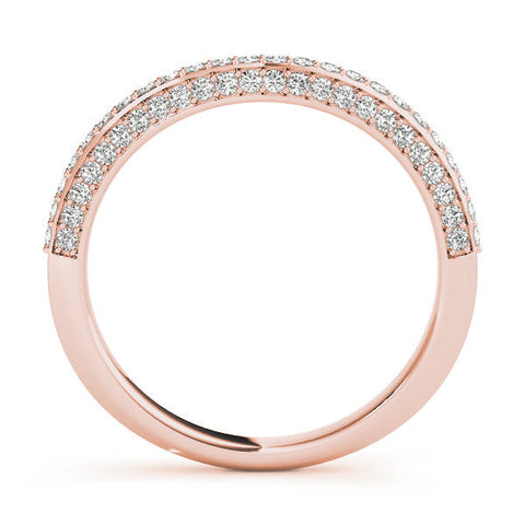 Rose gold Double Row Round Diamond Pavé Curved Band