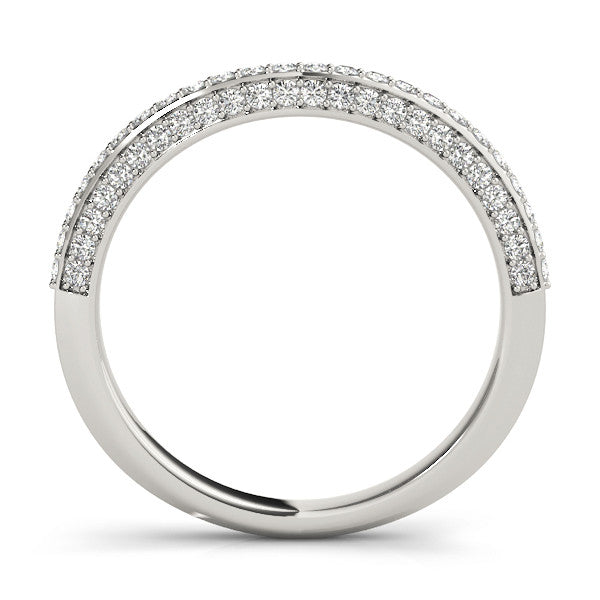 Platinum Double Row Round Diamond Pavé Curved Band