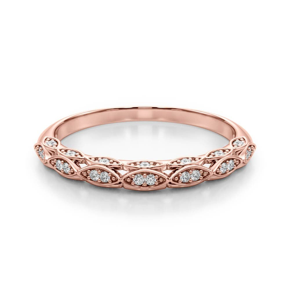 Rose gold Marquise Diamond Pave Eternity Band with Bezel Setting