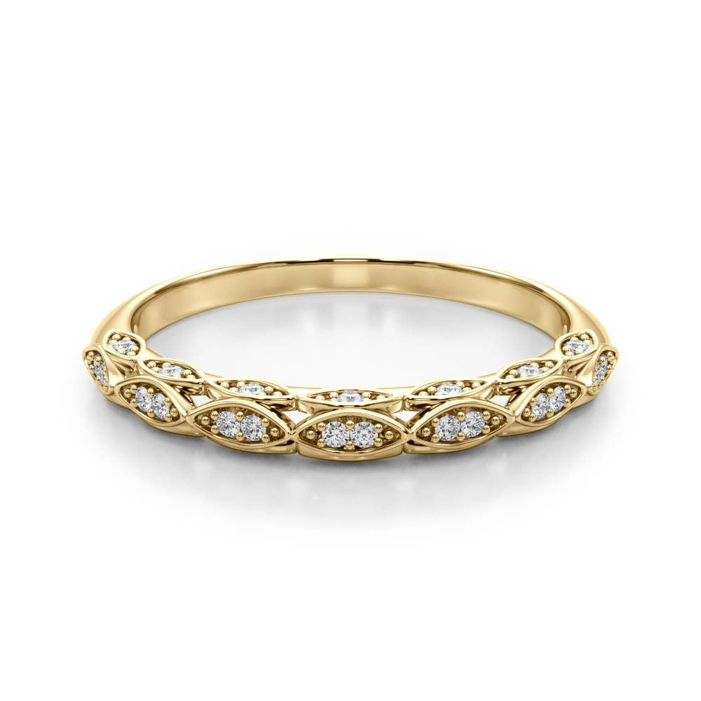 Yellow gold Marquise Diamond Pave Eternity Band with Bezel Setting