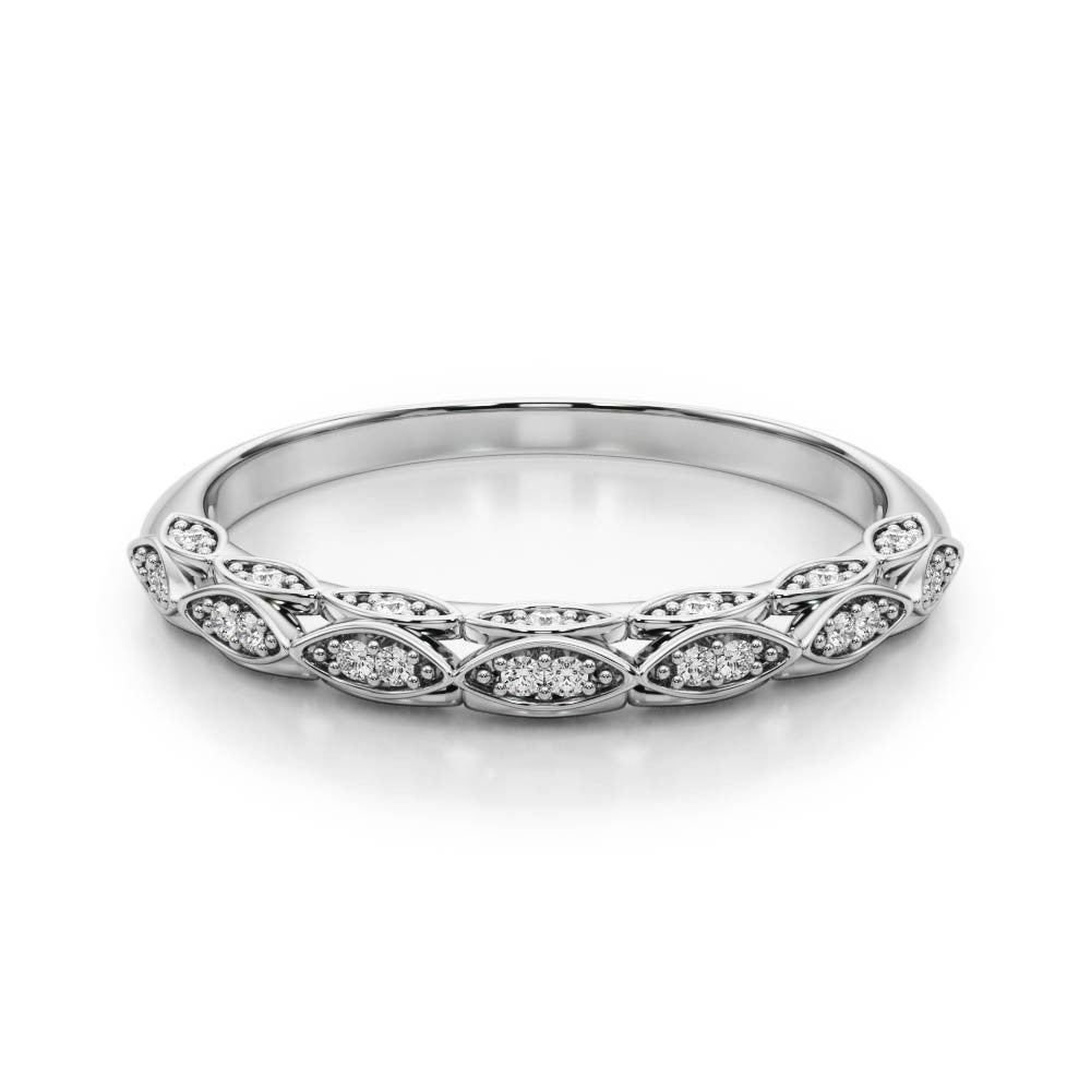 White gold Marquise Diamond Pave Eternity Band with Bezel Setting