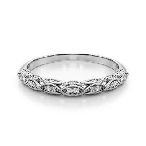 Silver Marquise Diamond Pave Eternity Band with Bezel Setting